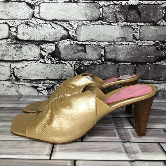 Sesto Meucci Metallic Gold Leather Open Toe High Heel Sandals Women 8.5M US/39EU - Picture 1 of 16